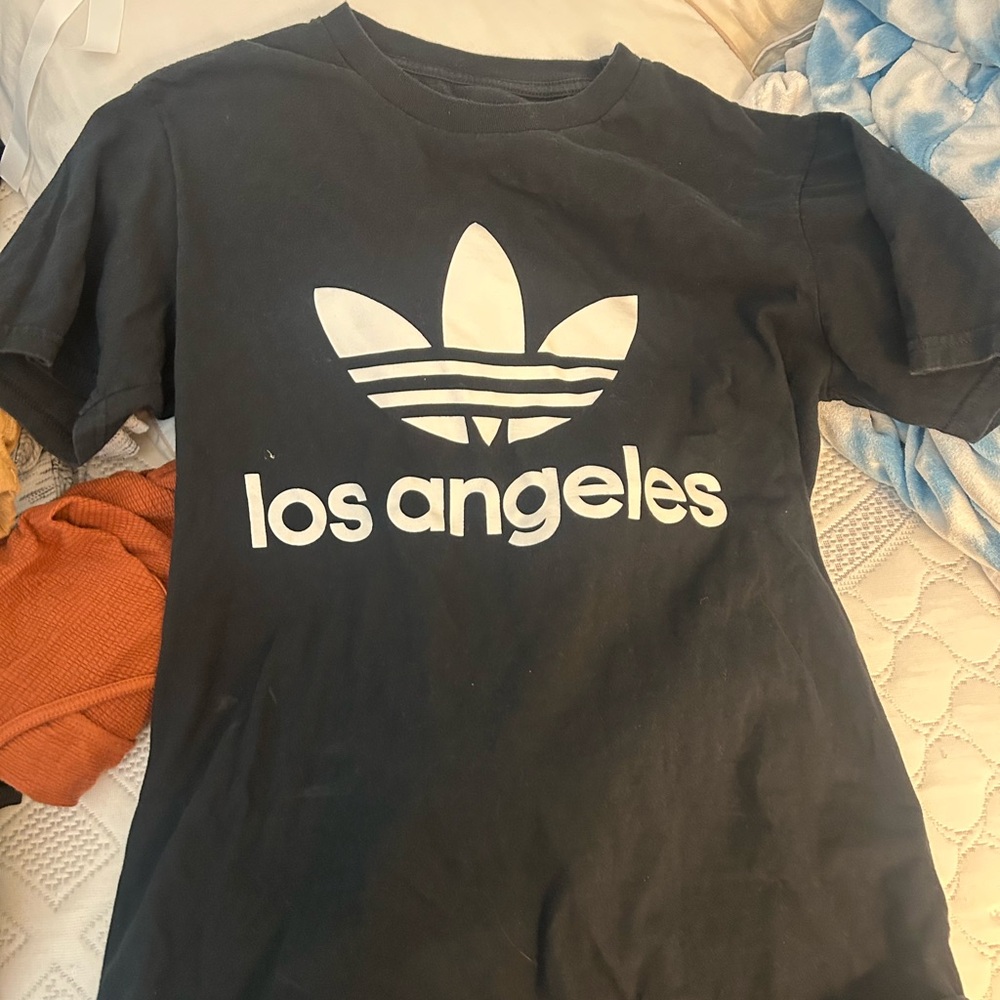 Adidas Black Tee with Los Angeles Graphic